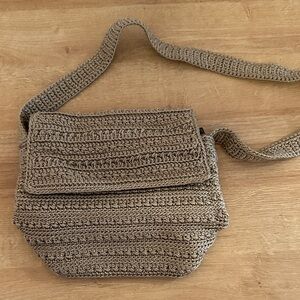Vintage The Sak Tan Crochet Shoulder Bag